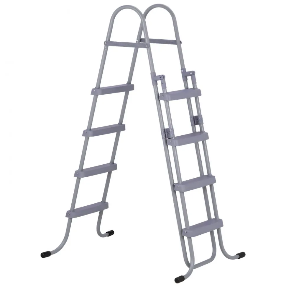 VEVOR Above Ground Pool Ladder, 4-Step Steel A-Frame Swimming Pool Stairs for 52 in High Wall, 300 lbs Capacity Entry/Exit Steps with Secure Non-Slip Sturdy Wide Step, Easy Setup Outdoor, Gray