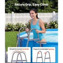VEVOR Above Ground Pool Ladder, 2-Step Steel A-Frame Swimming Pool Stairs for 33 in High Wall, 300 lbs Capacity Entry/Exit Steps with Secure Non-Slip Sturdy Wide Step, Easy Setup Outdoor, Gray