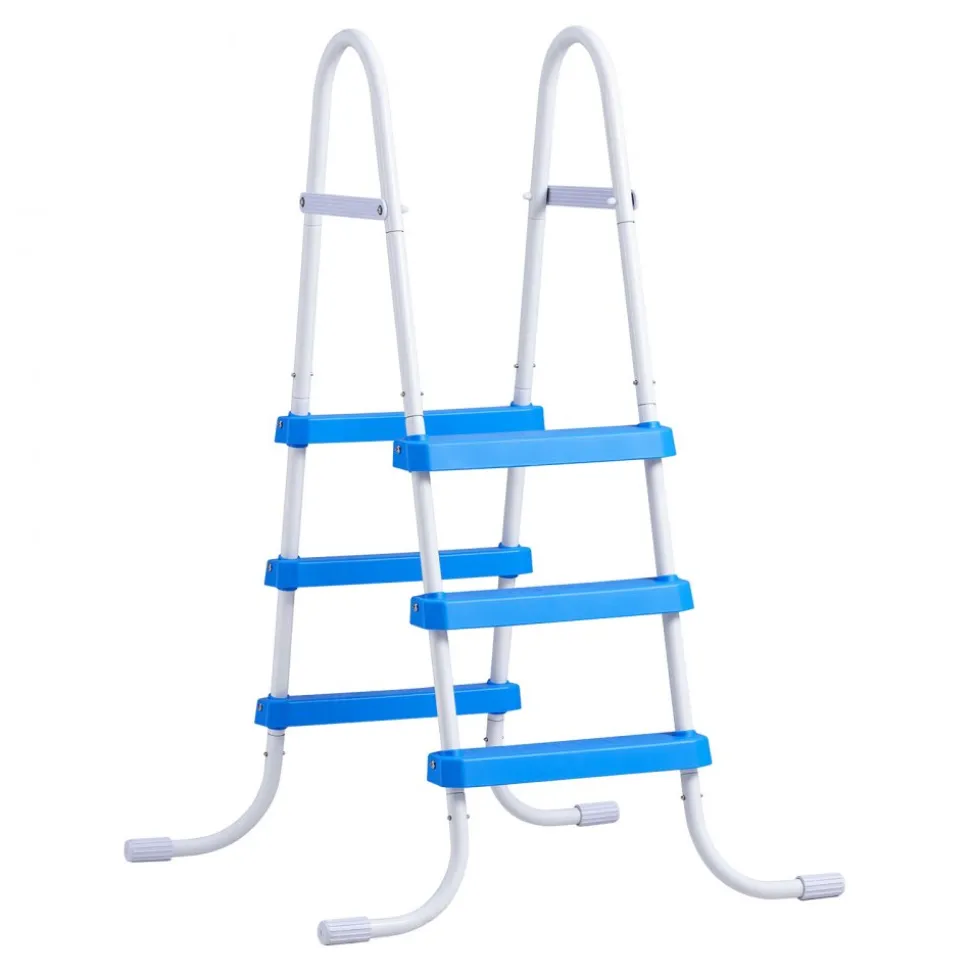 VEVOR Above Ground Pool Ladder, 3-Step Steel A-Frame Swimming Pool Stairs for 36 in High Wall, 300 lbs Capacity Entry/Exit Steps with Secure Non-Slip Sturdy Wide Step, Easy Setup, White & Blue