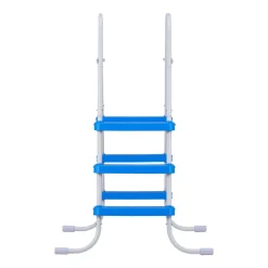 VEVOR Above Ground Pool Ladder, 3-Step Steel A-Frame Swimming Pool Stairs for 36 in High Wall, 300 lbs Capacity Entry/Exit Steps with Secure Non-Slip Sturdy Wide Step, Easy Setup, White & Blue