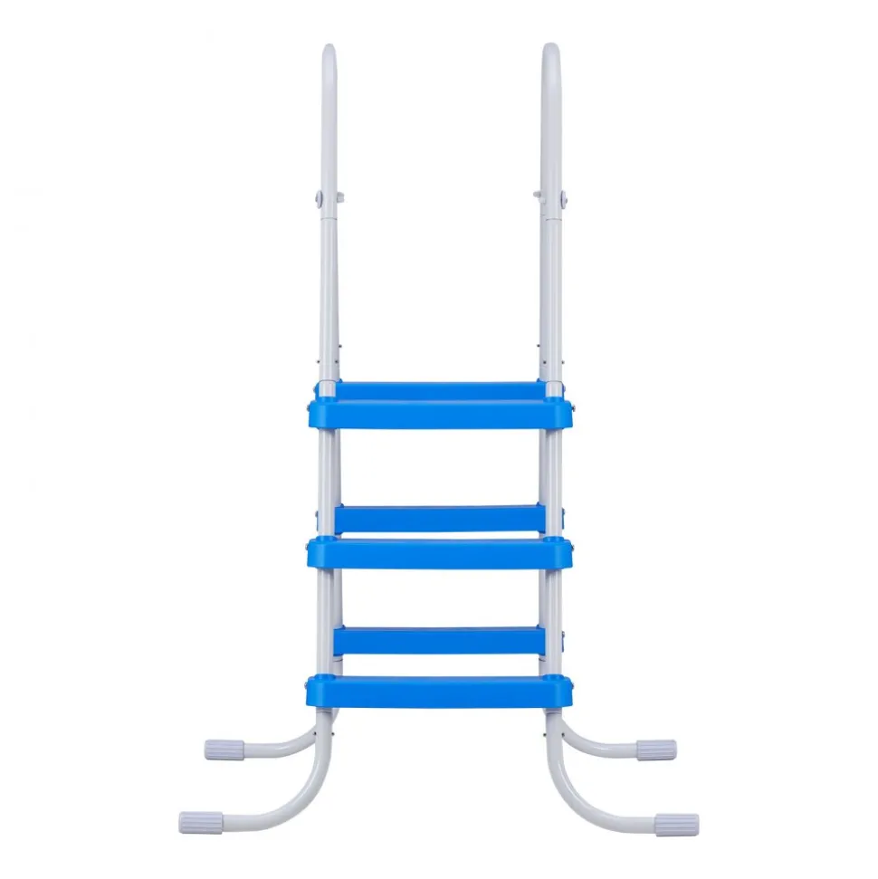 VEVOR Above Ground Pool Ladder, 3-Step Steel A-Frame Swimming Pool Stairs for 36 in High Wall, 300 lbs Capacity Entry/Exit Steps with Secure Non-Slip Sturdy Wide Step, Easy Setup, White & Blue