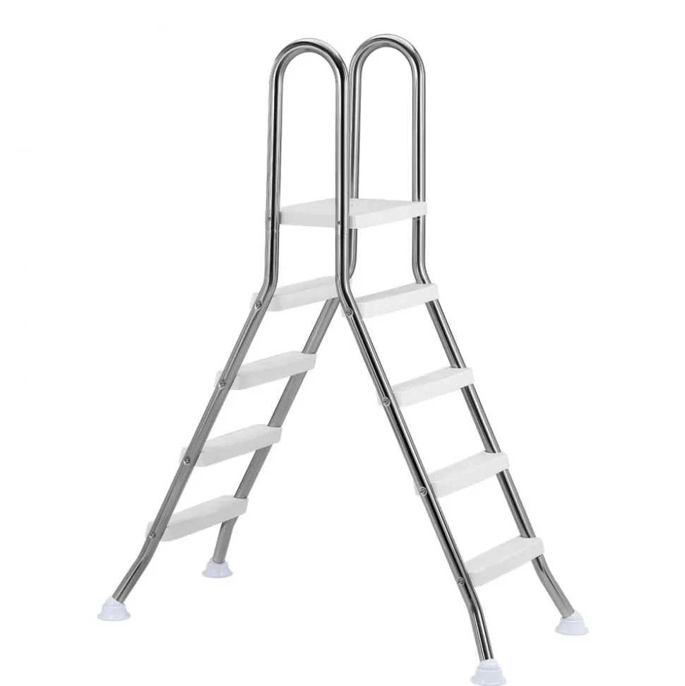 VEVOR Above Ground Pool Ladder, Stainless Steel A-Frame Swimming Pool Stairs for 49.2 in High Wall, 330 lbs Capacity Heavy Duty Entry/Exit Steps with Secure Non-Slip 4 Steps and Platform, Silver