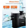 VEVOR Above Ground Pool Pump, 2 HP, 135 GPM Max Flow Single Speed Swimming Pool Pump, 220V 3450 RPM 61 ft Max Head Lift with PP Shell Strainer Basket, 122°F Max Water Temp, for Hot Tubs Spas, No Plug