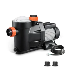 VEVOR Above Ground Pool Pump, 2 HP, 135 GPM Max Flow Single Speed Swimming Pool Pump, 220V 3450 RPM 61 ft Max Head Lift with PP Shell Strainer Basket, 122°F Max Water Temp, for Hot Tubs Spas, No Plug