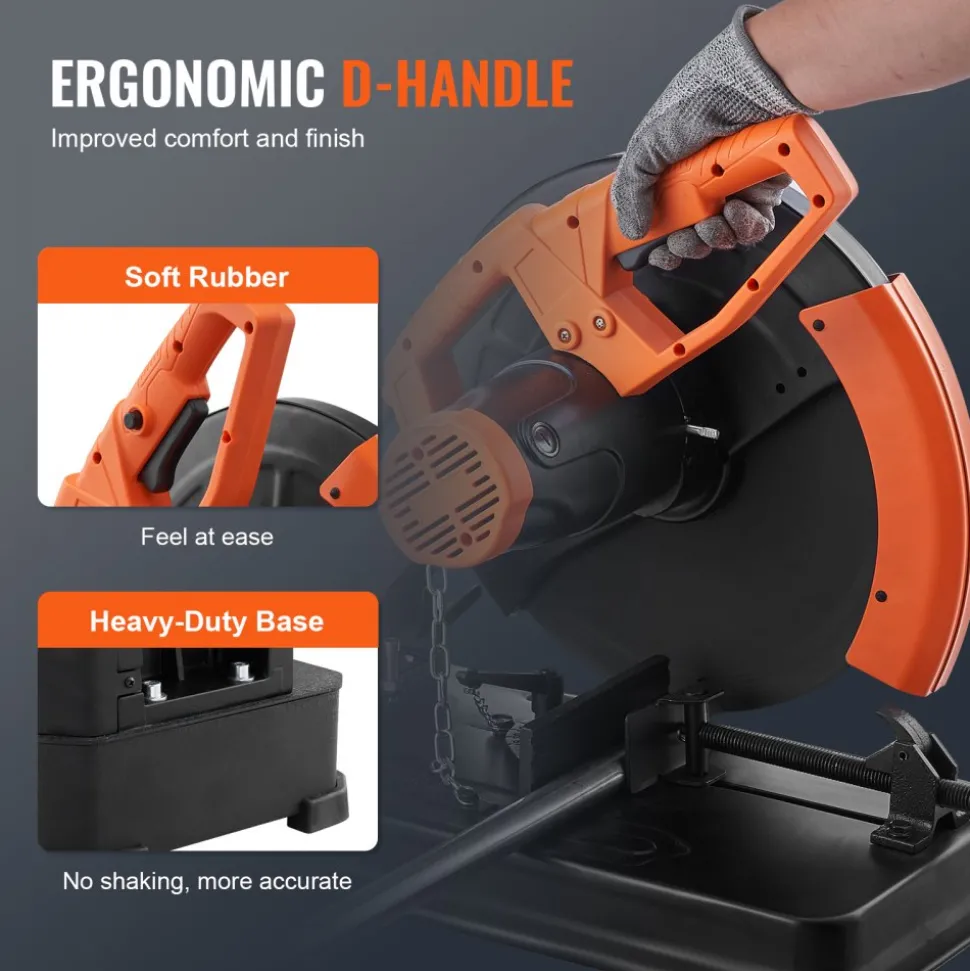 VEVOR Abrasive Chop Saw, 14"/355mm Blade Diameter Cut Off Saw, 2300W 3600RPM Steel Cutting Machine, 0-45° Adjustable Angle Miter Saw for Cutting Metal Cutting Chop Saw for Steel/Rebar/Iron/Aluminum