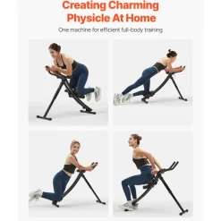 VEVOR AB Workout Machine, Ab Workout Equipment at Home Gym, Core & Abdominal Trainers for Women, 440 lbs Weight Capacity Strength Training Ab Cruncher, Foldable Adjustable Fitness Exerciser