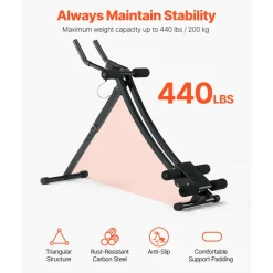 VEVOR AB Workout Machine, Ab Workout Equipment at Home Gym, Core & Abdominal Trainers for Women, 440 lbs Weight Capacity Strength Training Ab Cruncher, Foldable Adjustable Fitness Exerciser