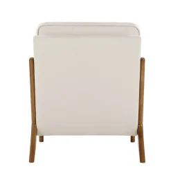 VEVOR Accent Chair, Mid Century Modern Armchair with Solid Wood Frame and Non-Slip Legs, Upholstered Leisure Chair with Linen Fabric and 5.7 in Thickened Cushion, for Living Room, Bedroom, Office