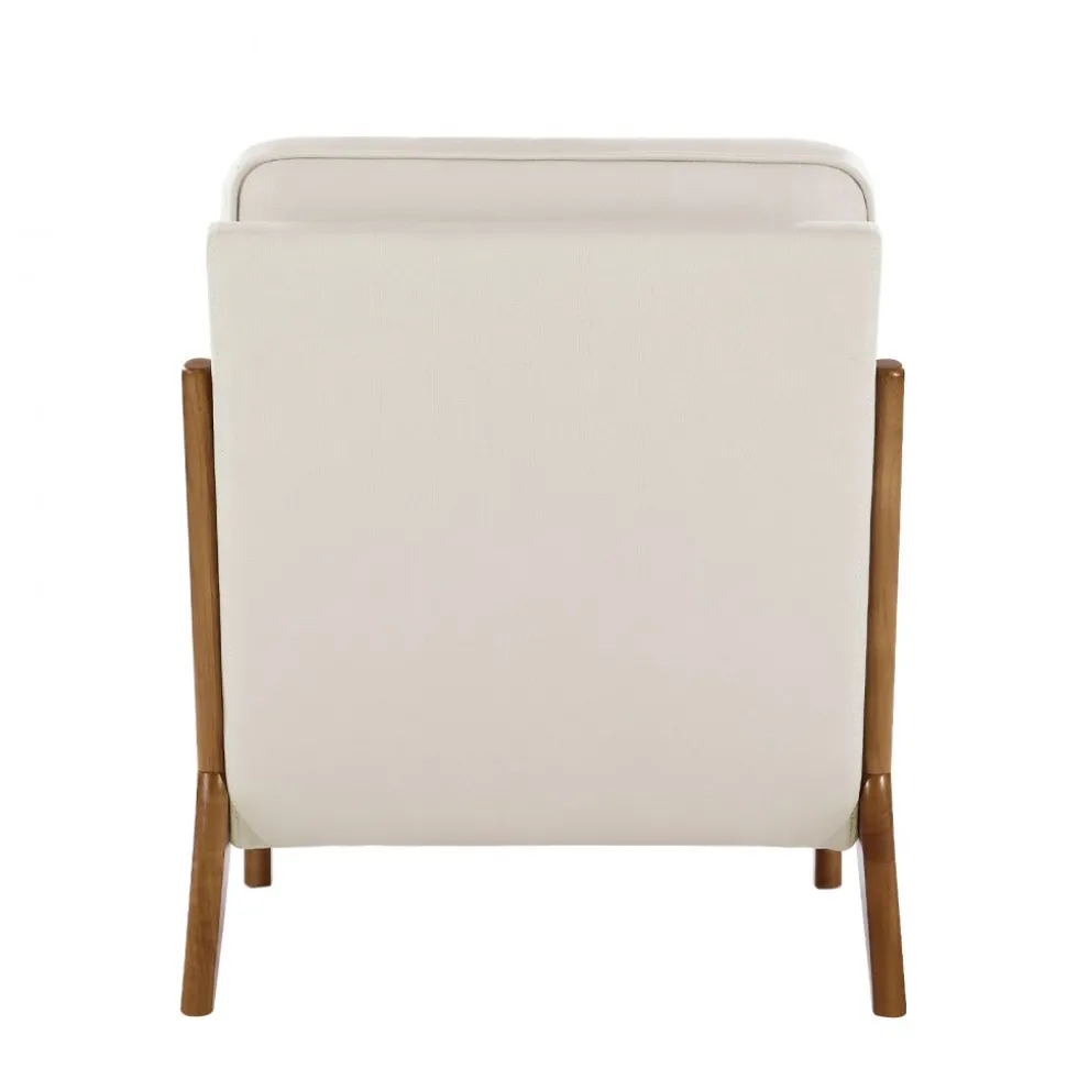 VEVOR Accent Chair, Mid Century Modern Armchair with Solid Wood Frame and Non-Slip Legs, Upholstered Leisure Chair with Linen Fabric and 5.7 in Thickened Cushion, for Living Room, Bedroom, Office