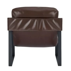 VEVOR Accent Chair, Modern PU Leather Armchair, Cozy Upholstered Chair, with Soft Foam Cushioning, Sturdy Metal Frame, and Detachable Cushion, for Living Room, Bedroom, Reading Room, Office, Brown