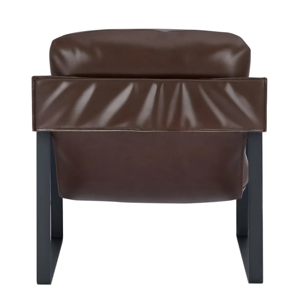 VEVOR Accent Chair, Modern PU Leather Armchair, Cozy Upholstered Chair, with Soft Foam Cushioning, Sturdy Metal Frame, and Detachable Cushion, for Living Room, Bedroom, Reading Room, Office, Brown