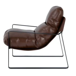 VEVOR Accent Chair, Modern PU Leather Armchair, Cozy Upholstered Chair, with Soft Foam Cushioning, Sturdy Metal Frame, and Detachable Cushion, for Living Room, Bedroom, Reading Room, Office, Brown