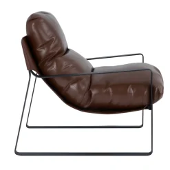 VEVOR Accent Chair, Modern PU Leather Armchair, Cozy Upholstered Chair, with Soft Foam Cushioning, Sturdy Metal Frame, and Detachable Cushion, for Living Room, Bedroom, Reading Room, Office, Brown