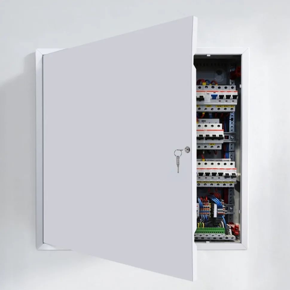 VEVOR Access Panel for Drywall, 25.2 x 25.2 in Galvanized Steel Access Door, Easy Install Hinged Service Panel with Key, for Ceiling Plumbing Electrical, 24.4 x 24.4 in Cutout Size, White