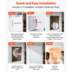 VEVOR Access Panel for Drywall, 25.3 x 17.2 in Galvanized Steel Access Door, Easy Install Hinged Service Panel with Screwdriver Latch, for Ceiling Plumbing Electrical, 16.4 x 24.4 in Cutout Size White
