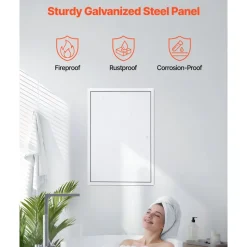 VEVOR Access Panel for Drywall, 25.3 x 17.2 in Galvanized Steel Access Door, Easy Install Hinged Service Panel with Screwdriver Latch, for Ceiling Plumbing Electrical, 16.4 x 24.4 in Cutout Size White