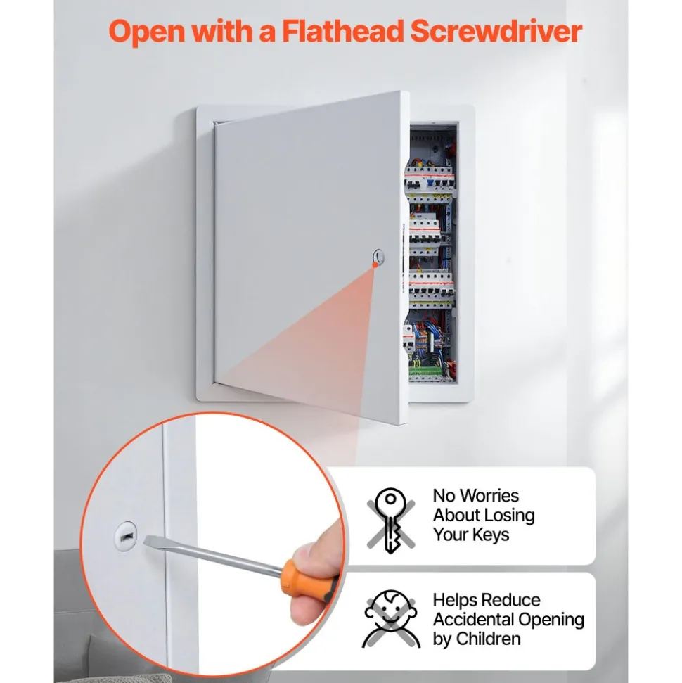 VEVOR Access Panel for Drywall, 19.2 x 19.2 in Galvanized Steel Access Door, Easy Install Hinged Service Panel with Screwdriver Latch, for Ceiling Plumbing Electrical, 18.4 x 18.4 in Cutout Size White