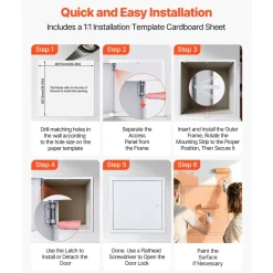 VEVOR Access Panel for Drywall, 19.2 x 19.2 in Galvanized Steel Access Door, Easy Install Hinged Service Panel with Screwdriver Latch, for Ceiling Plumbing Electrical, 18.4 x 18.4 in Cutout Size White