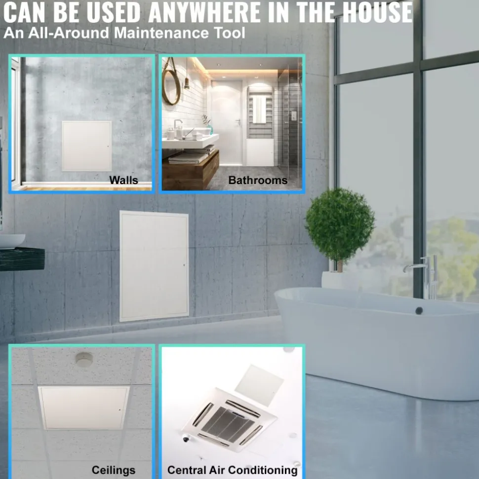VEVOR Access Panel for Drywall & Ceiling, 16 x 16 Inch Plumbing Access Panels, Reinforced Access Door, Heavy-Duty Steel Wall Hole Cover, Easy Install Removable Hinged Panel for Wiring & Cables, Silver