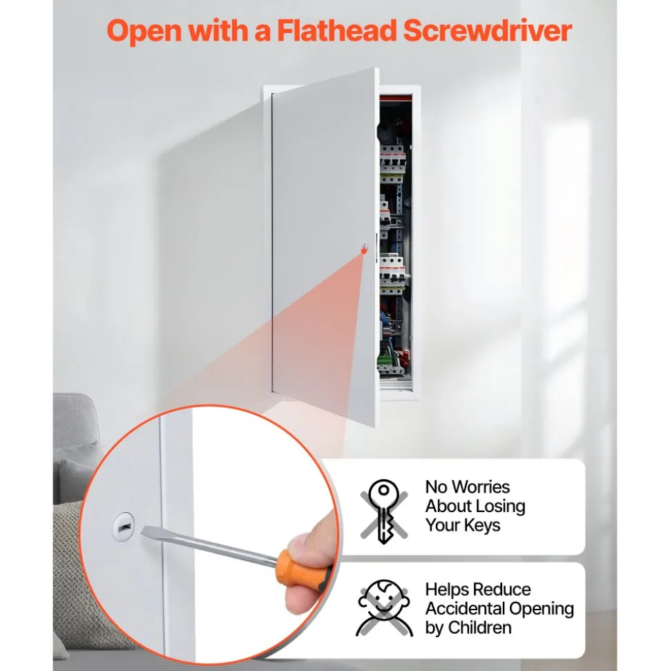 VEVOR Access Panel for Drywall, 30.3 x 15.2 in Galvanized Steel Access Door, Easy Install Hinged Service Panel with Screwdriver Latch, for Ceiling Plumbing Electrical, 14.4 x 29.4 in Cutout Size White
