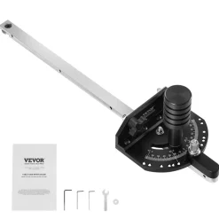 VEVOR Accurate Miter Gauge, Fits Slots 3/4'' x 3/8'', Crafted from Aluminum Alloy, Features 15 Adjustable Angle Stops, Spring-Loaded Plunger & Detachable Disc, Ideal for Woodwork & Table Saws