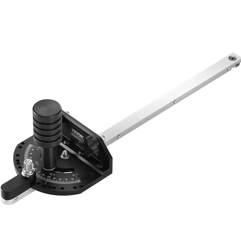 VEVOR Accurate Miter Gauge, Fits Slots 3/4'' x 3/8'', Crafted from Aluminum Alloy, Features 15 Adjustable Angle Stops, Spring-Loaded Plunger & Detachable Disc, Ideal for Woodwork & Table Saws