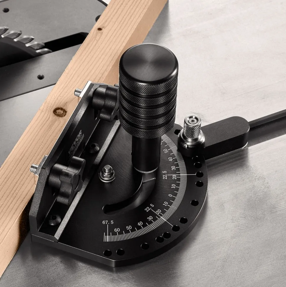 VEVOR Accurate Miter Gauge, Fits Slots 3/4'' x 3/8'', Crafted from Aluminum Alloy, Features 15 Adjustable Angle Stops, Spring-Loaded Plunger & Detachable Disc, Ideal for Woodwork & Table Saws