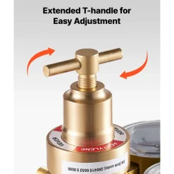 VEVOR Acetylene Regulator, Precise Acetylene Regulator, 0-400PSI Welding Gas Gauge with CGA-200 Inlet Connection & 9/16"-18 LH Outlet Connection, T-Handle Adjustment