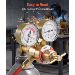 VEVOR Acetylene Regulator, Precise Acetylene Regulator, 0-400PSI Welding Gas Gauge with CGA-200 Inlet Connection & 9/16