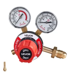 VEVOR Acetylene Regulator, Precise Acetylene Regulator, 0-500PSI Welding Gas Gauge with CGA-510 Inlet Connection & 9/16"-18 LH Outlet Connection, PC Knob Adjustment