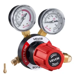 VEVOR Acetylene Regulator, Precise Acetylene Regulator, 0-500PSI Welding Gas Gauge with CGA-510 Inlet Connection & 9/16