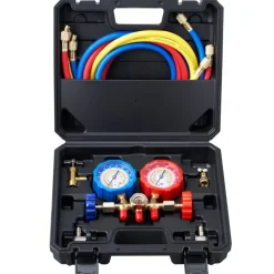 VEVOR AC Gauge Set - 3 Way AC Manifold Gauge Set for R134A R22 R12 R502 Refrigerant, Freon Gauges with 5ft Hoses, Couplers, Can Tap Works on Car Auto Freon Charging and Evacuation