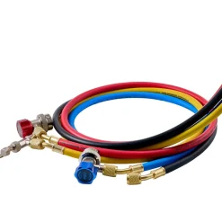 VEVOR AC Manifold Gauge Set for R134a R404A R1234yf R22 Refrigerant, 4 Way AC Gauge with 5 ft Hoses, Adapters, Quick Couplers, Can Taps for Automotive Air Conditioning Maintenance, Charging Evacuation