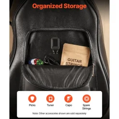 VEVOR Acoustic Guitar Bag, 47.1 Inch, Hard-Shell Protective Travel Carrying Case with Accessory Compartment, Foam Padding, Portable Handle, Shoulder Straps, for 41 Inch Acoustic Guitars, Black