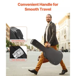 VEVOR Acoustic Guitar Hard Case, 43.31 in Gourd-Shaped Guitar Hard Case, With Lock Latch Key Handle, PVC Padding Soft Lining Water-Resistant Hard Shell Guitar Case, for 39-41 in Acoustic Guitar, Black