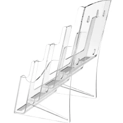 VEVOR Acrylic Brochure Holder 8.5 x 11 inch, 4-Tier Clear Acrylic Literature Display Stand, Plastic Literature Organizer Flyer Stand & Removable Divider for Office Exhibition, Countertop or Wall Mount