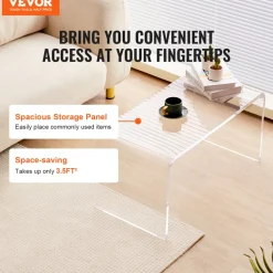 VEVOR Acrylic Coffee Table, C-Shaped Clear Acrylic End Table, 16.3 inch high Transparent Acrylic Side Table, for Coffee, Drink, Food, Snack used in Living Room, Courtyard, Terrace