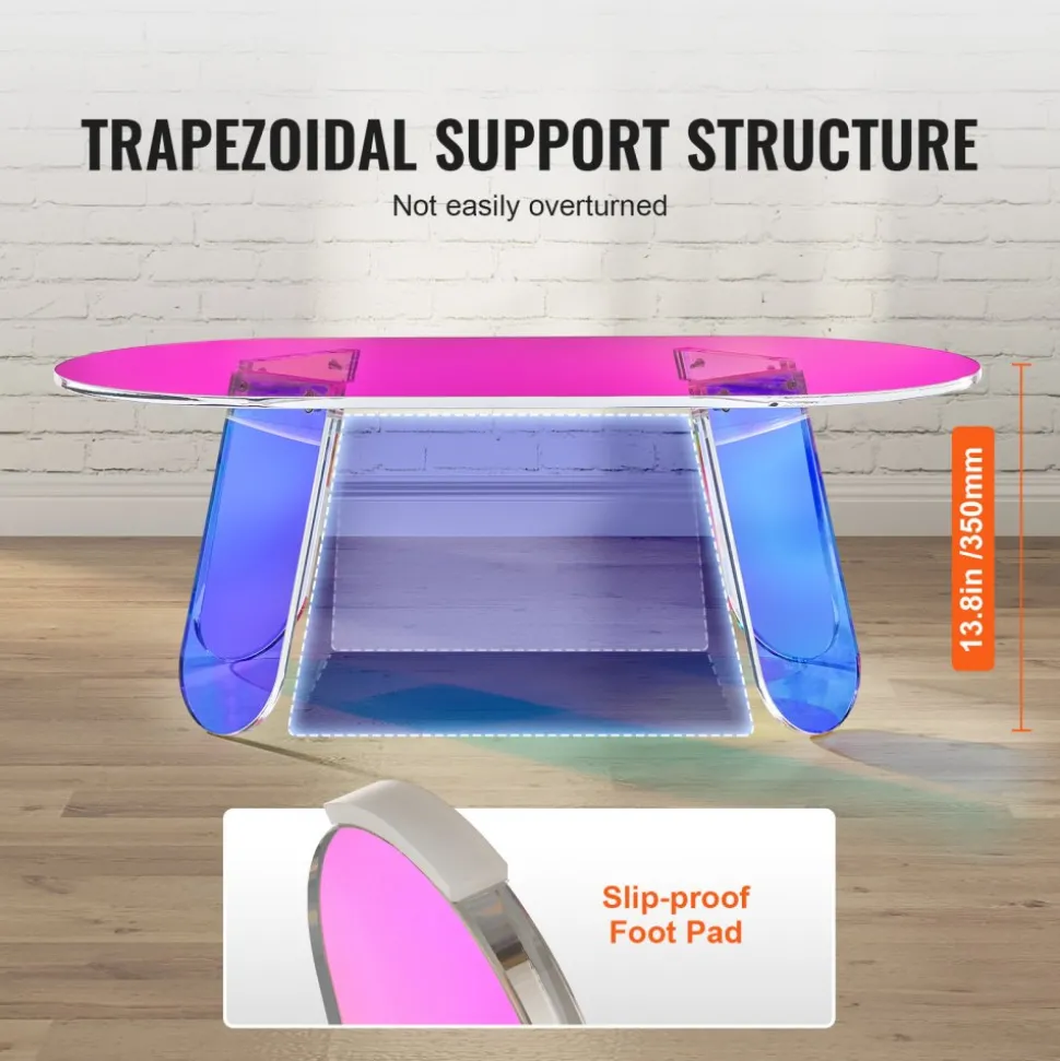 VEVOR Acrylic Coffee Table, Iridescent Acrylic End Table, 13.8 inch high Colorful Acrylic Side Table, for Coffee, Drink, Food, Snack used in Living Room, Courtyard, Terrace