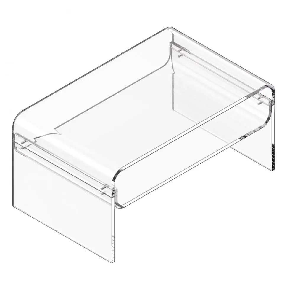 VEVOR Acrylic Coffee Table, 2 Tiers Center Table with Storage Shelf, Modern Rectangle Acrylic Coffee Desk, Ideal for Dining Room, Kitchen Island, Restaurant, Office, 19.7 x 31.5 x 15 in (Clear)
