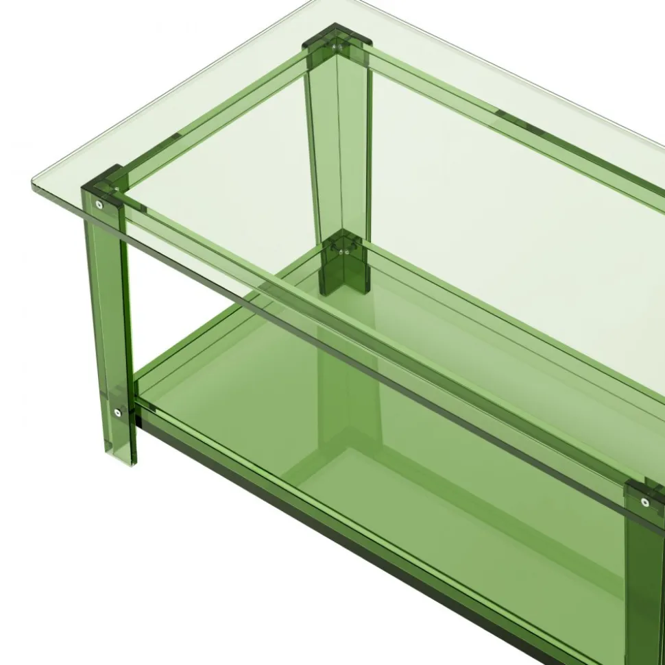 VEVOR Acrylic Coffee Table, 2 Tiers Center Table with Storage Shelf, Modern Rectangle Acrylic Coffee Desk, Ideal for Dining Room, Kitchen Island, Restaurant, Office, 19.7 x 31.5 x 15.7 in (Green)