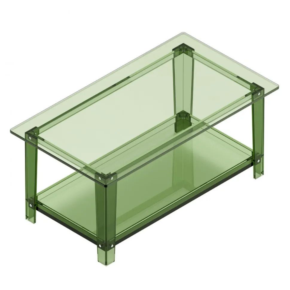 VEVOR Acrylic Coffee Table, 2 Tiers Center Table with Storage Shelf, Modern Rectangle Acrylic Coffee Desk, Ideal for Dining Room, Kitchen Island, Restaurant, Office, 19.7 x 31.5 x 15.7 in (Green)