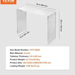 VEVOR Acrylic Console Table, Clear Acrylic End Table, Transparent Acrylic Side Table 37.95x15x29.13 inch, for Foyer, Living Room, Dining Room