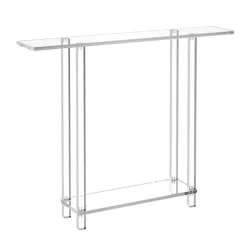 VEVOR Acrylic Console Table, 2 Tiers Narrow Side Desk with Bottom Open Storage, Modern Rectangle Acrylic End Table, Transparent Entry Desk for Foyer, Hallway, Living Room, 7.6 x 39.4 x 31.5 in (Clear)