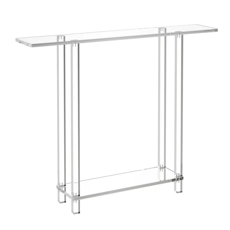 VEVOR Acrylic Console Table, 2 Tiers Narrow Side Desk with Bottom Open Storage, Modern Rectangle Acrylic End Table, Transparent Entry Desk for Foyer, Hallway, Living Room, 7.6 x 39.4 x 31.5 in (Clear)