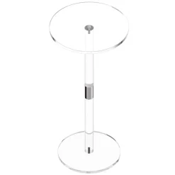 VEVOR Acrylic Drink Table, Clear End Table Round Top with Solid Post, Modern Acrylic Cake Table Stand, Transparent Side Desk for Coffee, Drink, Food, Snack, Easy Assembly, 10 x 10 x 21.3 in (Clear)