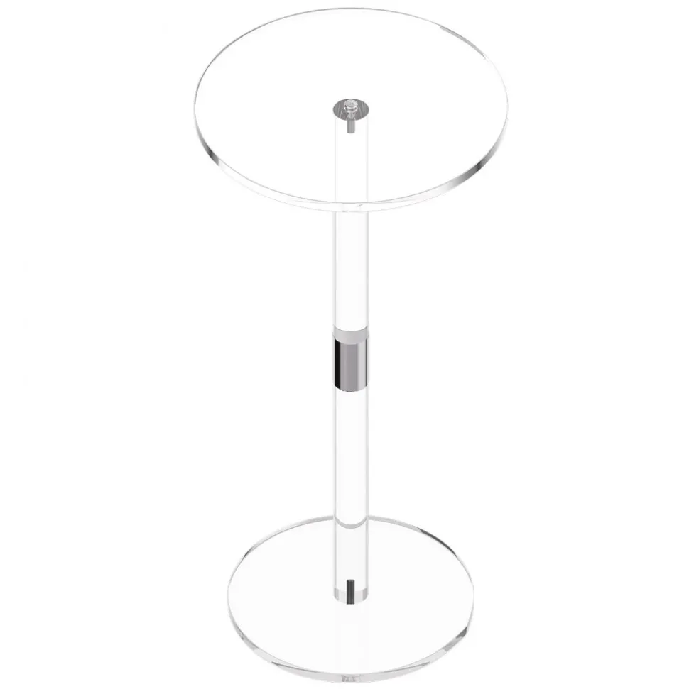 VEVOR Acrylic Drink Table, Clear End Table Round Top with Solid Post, Modern Acrylic Cake Table Stand, Transparent Side Desk for Coffee, Drink, Food, Snack, Easy Assembly, 10 x 10 x 21.3 in (Clear)