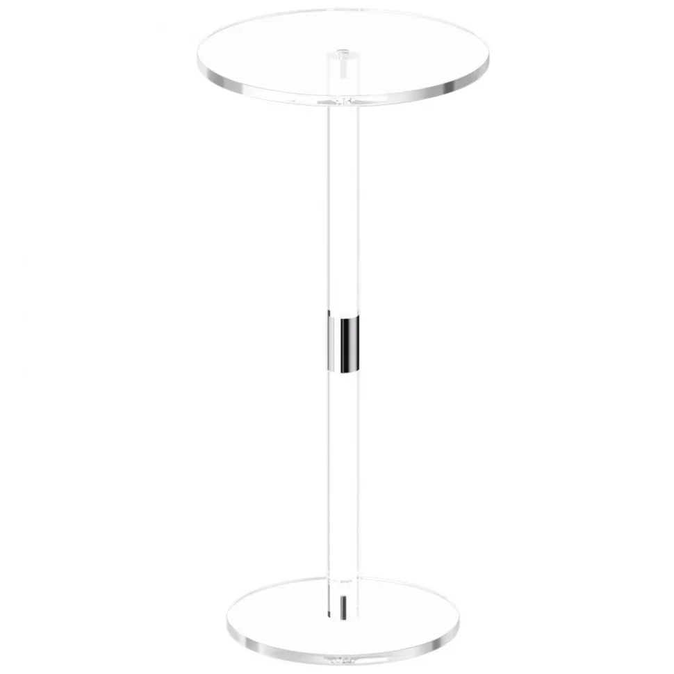 VEVOR Acrylic Drink Table, Clear End Table Round Top with Solid Post, Modern Acrylic Cake Table Stand, Transparent Side Desk for Coffee, Drink, Food, Snack, Easy Assembly, 10 x 10 x 21.3 in (Clear)