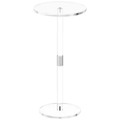 VEVOR Acrylic Drink Table, Clear End Table Round Top with Solid Post, Modern Acrylic Cake Table Stand, Transparent Side Desk for Coffee, Drink, Food, Snack, Easy Assembly, 10 x 10 x 21.3 in (Clear)