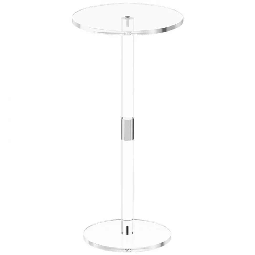 VEVOR Acrylic Drink Table, Clear End Table Round Top with Solid Post, Modern Acrylic Cake Table Stand, Transparent Side Desk for Coffee, Drink, Food, Snack, Easy Assembly, 10 x 10 x 21.3 in (Clear)