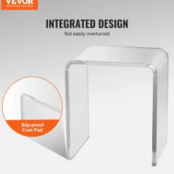 VEVOR Acrylic End Table, C-Shaped Lucite Side Table, Clear Acrylic Side Table for Drink, Food, Snack used in Living Room, Bedroom, and Study